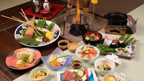 湯西川温泉 彩り湯かしき 花と華（囲炉裏を囲んで伝統料理を味わおう！）の囲炉裏会席料理